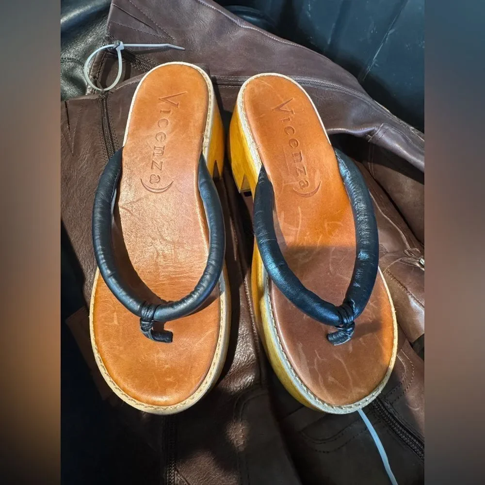 Anthropologie Vicenza Wooden Thong Heels